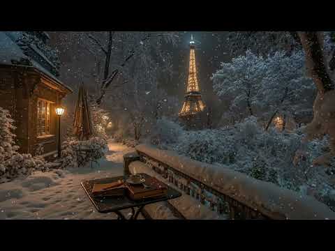 A Melancholic Winter by the Paris Balcony as the Snowflakes Fall | Dark Academia for Calm & Focus