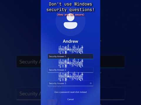 DO NOT use Windows Security Questions #windows #endermanch