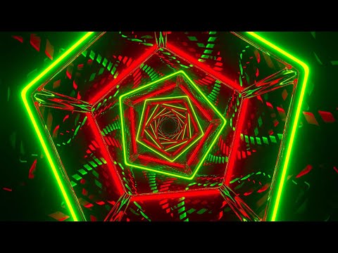 🔷 4K Screensaver – Red and Green Neon Geometric Tunnel – Futuristic VJ Loop (No Sound)