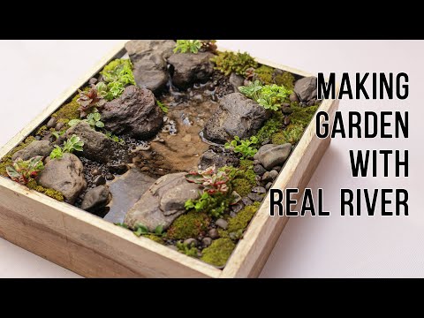 How I Make Mini Tabletop Garden with Real Flowing River