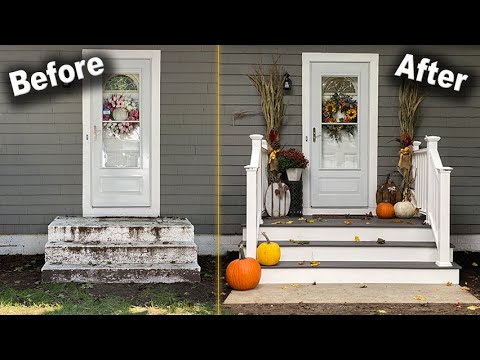 Front Stair Renovation Time-Lapse Start to Finish | Old Concrete to New Vinyl and Composite Deck