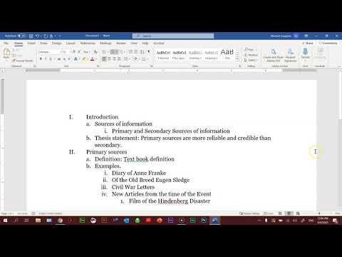 Creating an Outline for an Essay or Research Paper in MS Word