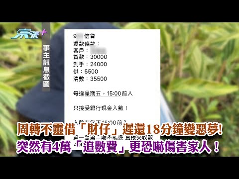 東張西望|周轉不靈借「財仔」遲還18分鐘變惡夢! 突然有4萬「追數費」更恐嚇傷害家人!|周轉不靈|財仔|恐嚇|追數|黎寬怡
