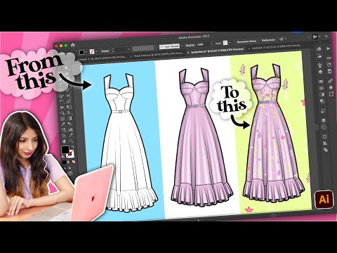 How to draw a dress on Adobe Illustrator (Easy beginners tutorial)