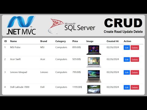 CRUD Operations using ASP.NET Core MVC, Entity Framework and SQL Server | Create Read Update delete