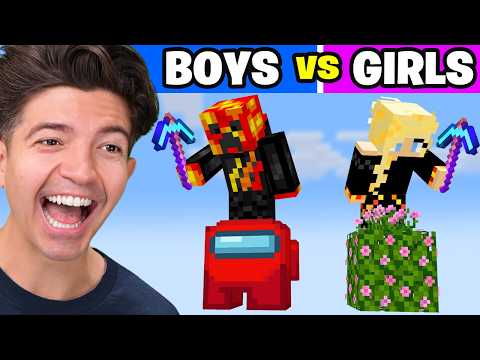 Girls Vs Boys On 1 Minecraft Block…