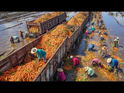 Carrera Contra el Tiempo! 🚜 Agricultores Cosechan 1.319 Toneladas de Verduras en Solo 45 Minutos 🔥🥕🍉