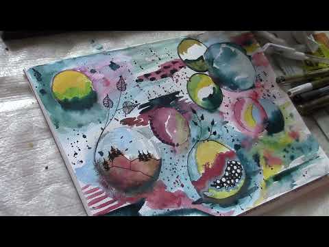 Watercolor Doodle, Zentangle Art, Neurographic, Calming Art,