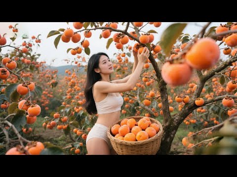 秋日午后，从树上摘下金黄柿子，晒成甜香柿饼，再煮一锅热饭，满屋都是幸福的味道🍂#乡村美食 #秋日食光【乡村小杨】