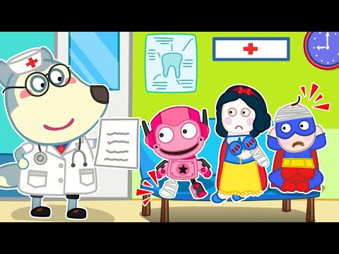 Wolfy Pretends Play Doctor Checkup with Favorite Toys! | Wolfy - Baby Cartoons