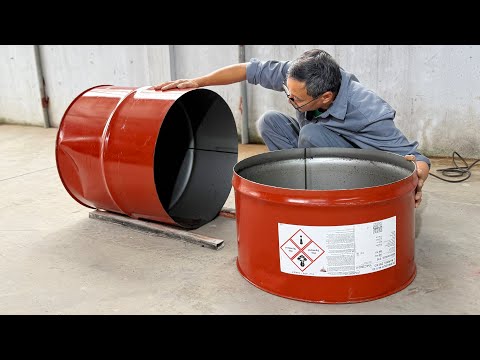 Make your own multi-purpose wood stove from old iron barrels at home