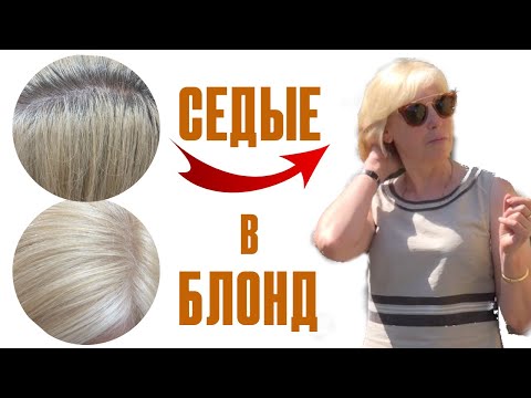 Окрашивание седых волос в блонд пример