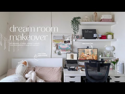 dream room makeover 2025 🌟 aesthetic bed, ikea furniture, monitor upgrade