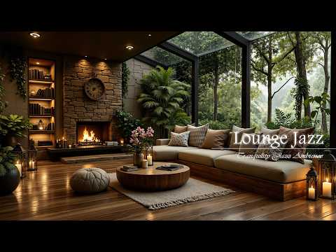 Cozy Lounge Ambience and Soothing Jazz Music | Jazz With Rain Sounds for Study, Work & Relax