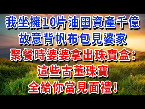 我坐擁10片油田資產千億，故意背帆布包見婆家，聚餐時婆婆拿出珠寶盒：“這些古董珠寶，全給你當見面禮！”#書婷講故事 #為人處世#生活經驗#情感故事#晚年哲理#說故事#完結文