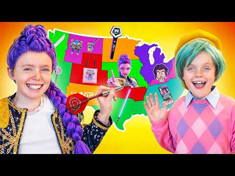 KPop Demon Hunters Play Throwing a Dart at a Map Challenge!