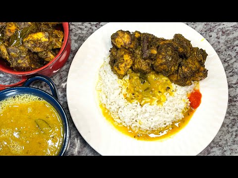 Bunjal Chicken With Dhal And Rice