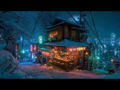 Lofi Zen – Snowy Night at a Ramen-Ya Over the City | Lofi Music for Study, Sleep, or Relaxation | 4K