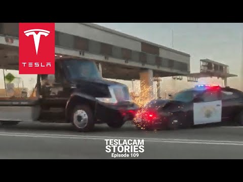 STOLEN TOW TRUCK VS POLICE CARS | TESLACAM STORIES 109