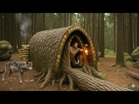 100 Days SOLO Bushcraft Survival: Building a Shelter in the Rainforest