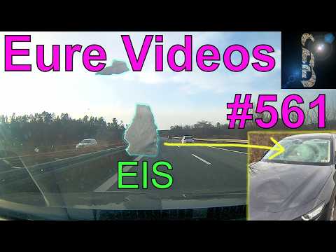 Your Videos #561 - Dashcam - Ice hits the windshield - Black ice - Right-of-way problems