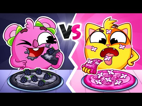 🍕 Pizza Battle! 💖 Pink VS 🖤 Black Pizza Song | Kids Songs 🐱🐨🐰🦁 And Nursery Rhymes by Baby Zoo