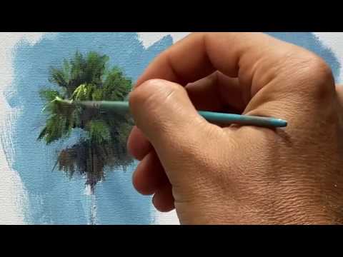 How to paint Different Palm trees in Acrylics | What materials I use!!