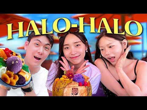 My Shy(?) Korean Friends Try Ube Halo Halo in Bohol!🍨 (Ube jam...😂)