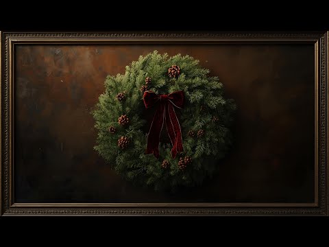Moody Christmas Wreath in Gold Frame | Old Money Holiday TV Art Screensaver @99for1TVart