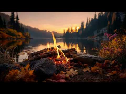 ππ₯ Listening to the Crackling Autumn Fire β Cozy Lakeside Relaxing Ambience π
