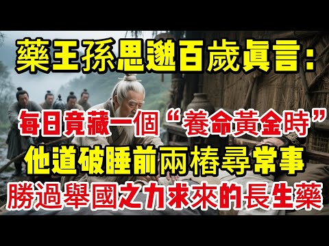 藥王孫思邈百歲真言：每日竟藏一個“養命黃金時”！他道破睡前兩樁尋常事，勝過舉國之力求來的長生藥！|養生|健康人生|老年健康|打坐冥想|道家|佛教 |修心修行|禪悟人生 |南無阿彌陀佛|談佛道安