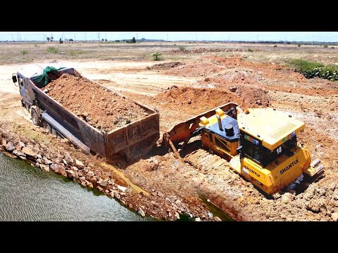Incredible landfill! Dump 25ton Drive Back Uploading Landslide Overturned, Rescue Bulldozer SHANTUl…