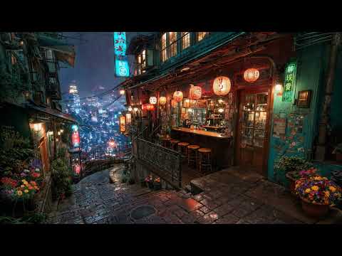 Lofi Zen - Kyoto Sake Bar Rain with Lo-fi Chillhop at Night | For Study, Sleep, or Relaxation | 4K