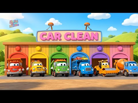 Car Clean Paint Splash! 🌈 Dump Truck, Mixer & Trailer Truck Colors Song for Kids