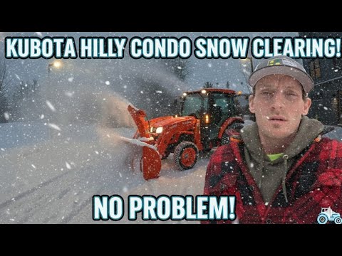 ❄️ Snowblowing a Condo Parking Lot: Kubota L6060 Tackles Hills and Deep Snow 
