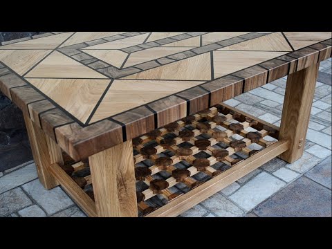 Oak and walnut coffee table