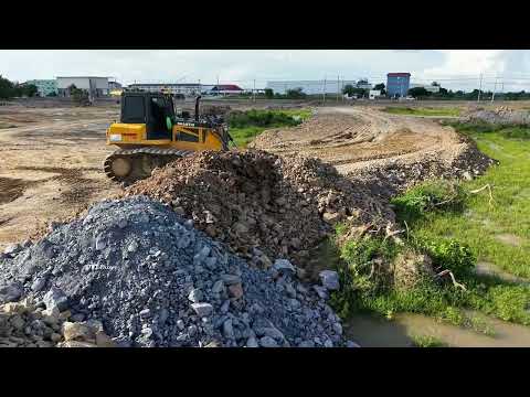 Wow Perfectly Bilding Road Construction Over The Water Using Stones For Fill Clean Forest Pushing