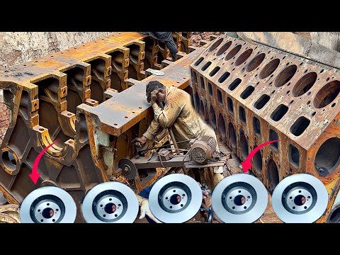 Turning Scrap Engine Metal Into a Perfect Brake Disc — Factory Process!