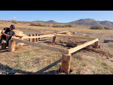 Building a Wooden House Alone by the Stream ⎮ From Start to Finish