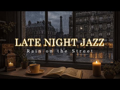 City Night Jazz & Soft Rain / Warm Relaxing Street Jazz & Piano Background Music