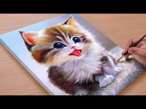 Painting a Cute Kitten 😸 / Acrylic Paintings / Art paintings