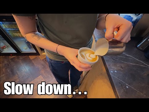 POV- Teaching barista latte art basics (Heart, Layered Heart, Tulip)