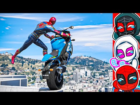 GTA 5 SPIDERMAN Bike RAGDOLL Fails (Try Not To Laugh!)