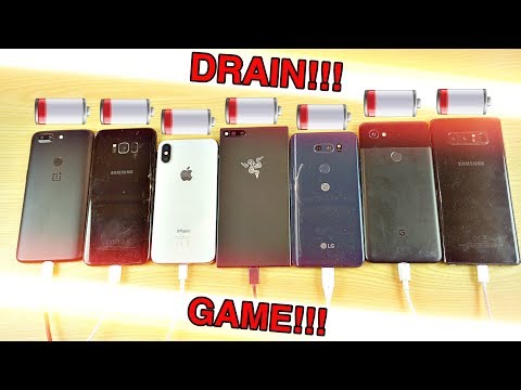Razer Phone vs iPhone X vs Note 8 vs OnePlus 5T vs Pixel 2 XL vs V30 vs S8+ - Battery Drain Test!