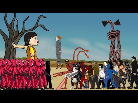 Squid Game vs Chainsaw Man, Huggy Wuggy, Cartoon Cat, Siren Head, Scorpion, Jason, Michael & More