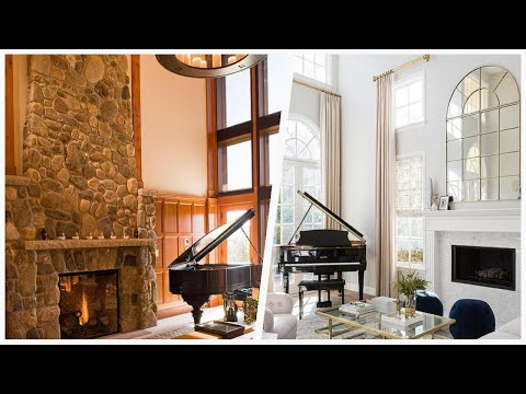 75 Living Space With A Music Area And A Stone Fireplace Design Ideas You'll Love 🔴