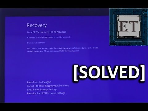 Blue Screen of Death (BSoD) Windows 10,8,7 - A Required Device isn't Connected (0xc000000f)