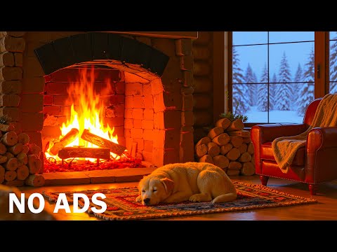🔥Warm Winter for Dogs🐶Music soothes the mind and relieves stress❄️Healing Fireplace Sound
