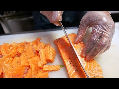 American Food - The BEST FRIED CHICKEN AND WAFFLES & SALMON CAKES! Luella's Southern Kitchen Chicago