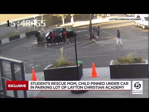Dozens of teenagers come to the rescue of a mother and her two young children